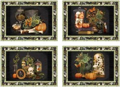 Lumin/White Owl – Dark Academia – Scrolls And Webs – Dark Pumpkin, Fabric BTY