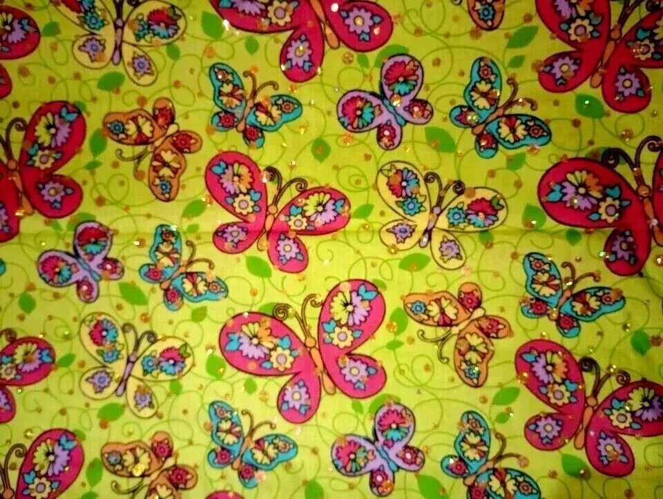 butterfly butterflies sequins fun fabric 21 x 13 inch 1pc new