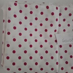 Fabric Remnant Material 60×108″ Fuschia Pink Polka Dot On White Piece Polyester