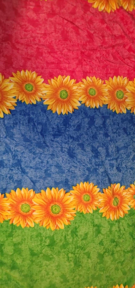 1 Yard Yellow Flowers Pink Blue Green Background Fleece Blanket Material 36 X 58