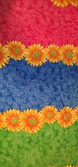 1 Yard Yellow Flowers Pink Blue Green Background Fleece Blanket Material 36 X 58