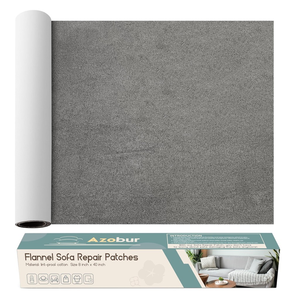 Azobur Sofa Fabric Repair Patch, Oversized Microfiber 9.5″ x 40″-1 PCS, Gray