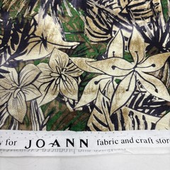 Tropical Fabric 3+ yds Green Beige Brown Island Flowers Leaves Hawaii Joanns