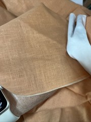 Vintage Handkerchief Linen Fabric Orange Sherbet Light 31.5″ W x 18″ L SBFHY