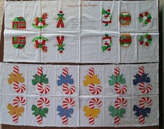VTG LOT CHRISTMAS FABRIC PANELS Spring Mills SNOWMEN Aprons DEER Santa Cut & Sew
