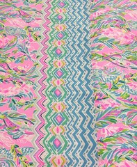 Lilly Pulitzer Dobby Cotton Fabric Multi Unicorn Of The Sea Engineered 41″ X 57″
