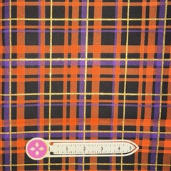 Autumn/Halloween Plaid Fabric: Purple Orange Black Gold HALF YARD or YARD