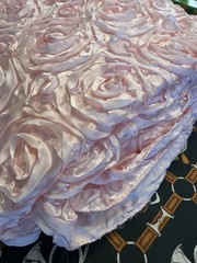 3 Yards 58″ Rosette Satin Fabric PINK 3D Roses Princess Wedding Dress Draping