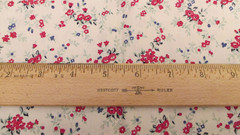 Cotton Fabric Small Red & Blue Flowers On Beige craft quilt 25″ x 42