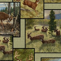 Quilting Treasures Realistic Whitetail Deer Bucks ~ 100% Cotton Quilt Fabric BTY