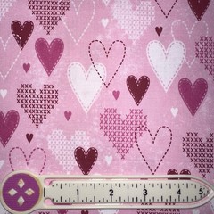 Valentine Cross stitch/Outline Stitch Hearts! Pink Fabric X’s + Hearts XL SCRAP