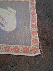 Vintage Pastel Cheater Quilt Fabric Panel 44×18 Swan Cat Dutch Girl Cotton