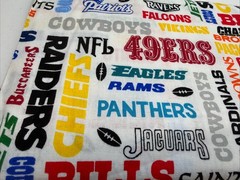 NFL FOOTBALL COTTON FABRIC NFL Sports Teams, Lates 90s Vintage 5’ X 6” 🔥