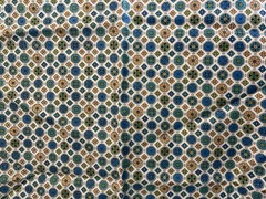 VTG Mid Century SM Scale Geometric Tiles Yellow Blue & Green on White 36 X 26″