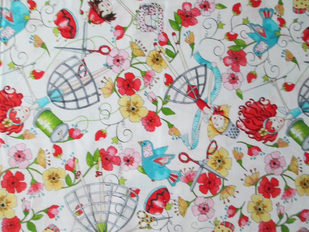 SEWING ITEMS MIRABELLE DRESS FORM SCISSORS THREAD MORE WHTE COTTON FABRIC FQ OOP