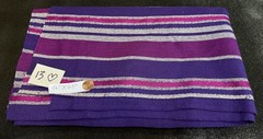 Vintage – 100% WOOL Fabric: FRESH BERRY PURPLES – Striped – NOS – 56” x 23”