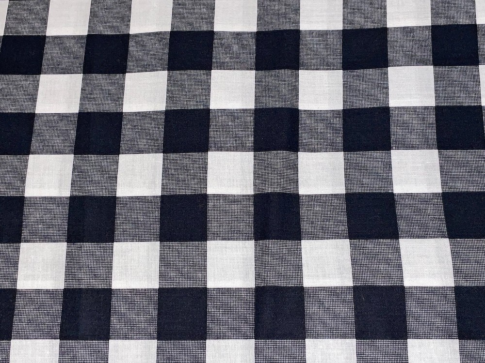 45″ X 44″ Black & White Check Gingham Plaid Cotton Fabric Large Squares