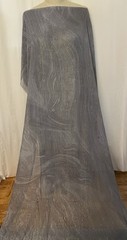 100% Silk Chiffon w/ Lurex Gold Stripes & Wave Gray Fabric By the Yard 44″ Wide