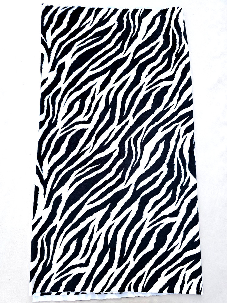 Black White ZEBRA STRIPE Minky Fabric Remnant Animal Pattern Safari 28in X 62″W