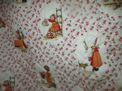 VTG Holly Hobbie Fabric American Greetings Red White Yellow 6 yds x 42 in