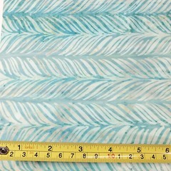 2 Yards Batik Fabric – Aqua Blue, Cream & Gray Feathered Stripes