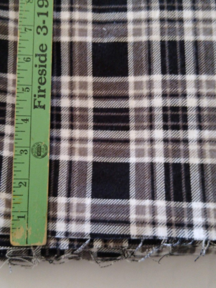 SUPER SNUGGLE FLANNEL FABRIC 100% cotton material Joann black tan plaid 7.5yds
