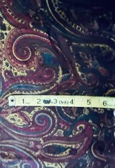 VTG Burgundy Gold Brown & Green Paisley Print a Rayon Blend 46″ X 72″ 2 yds