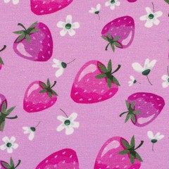 1M X 1.50M Cotton Jersey Melody Strawberries Pink