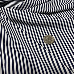 Swimwear Fabric Spandex Stretch Nylon /Navy Blue and White Stripes Print By Yard