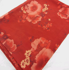 180×59″ Deep Vibrant Red Floral Chiffon Sheer Fabric Jones Apparel Group