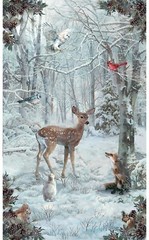 Hoffman Fabrics Winter Tales Panel Collection Holiday Quilt Cotton Deer Snow