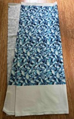 Tropical Leaf Stretch Cotton Twill Fabric Remnant Blue White Coastal