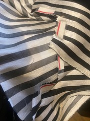 Silk Taffeta lightweight black / pearl gray stripes distinct textured surface