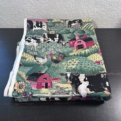 VTG 90s Joan Kessler Concord Fabrics Farm Print Cotton Fabric 5+ yds x 44 in USA