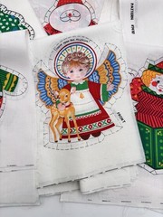 1970’s Spring Mills Christmas Ornaments 38 Sew/Stuff Fabric Panels Googly Eyes