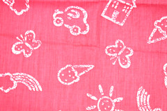 Sewing Fabric Quilt Cloth Cotton 42×1/2 yd Dark Pink White Girls School Toddler