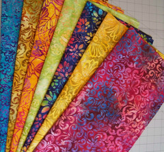 7 Batik Fat Quarters Bundle Bright Multi colors Fabric Precut