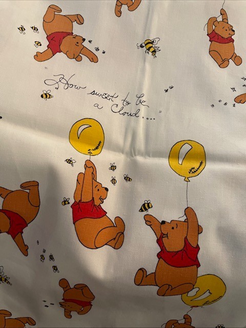 Vintage 1970s Sears Pooh How Sweet to be a Cloud Fabric 36″ X 44″ Medium Weight