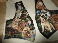 TAPESTRY PRINT SIAMESE CAT KITTENS OR PUPPY DOGS DALMATIONS 30 X 30 BROWN BLACK
