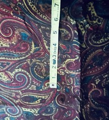 VTG Burgundy Gold Brown & Green Paisley Print a Rayon Blend 46″ X 72″ 2 yds