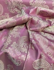 Paisley Woven Brocade NONSTATIC Viscose Satin Feel Fabric Pink Dusty Rose