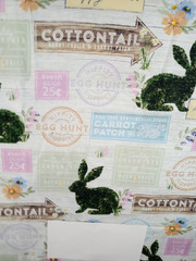 Hobby Lobby Design #B91-FTF-P07 Easter/Bunny/Flowers 1 Yard + 20″ x 45″ NEW