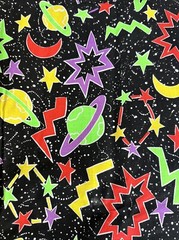 VTG NEW Fabric Outer Space Princess Fabrics Galaxy Planets Moons Stars 94”x45”