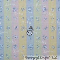 BonEful FABRIC FQ Cotton Quilt Blue Pink Yellow Green White BABY Pastel Unisex