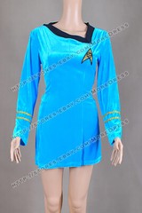 TOS Girls Duty Uniform Blue Dress For Star Trek Cosplay Costume Velvet