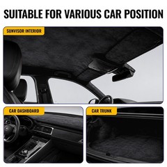 Headliner Fabric 108″ L x 60″ W Foam Backing for Car Truck RV SUV Boat Black