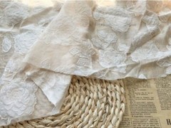 White Beige black Organza Jaquard Fabric, flower embroidery Wedding dress