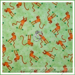 BonEful Fabric FQ Cotton Quilt Green Brown Dot Monkey Circus Baby Girl Boy Retro