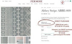 2.5YD FERMOIE UK Abbey Stripe Union Fabric w/ Custom Knit Backing $1144 Retail*