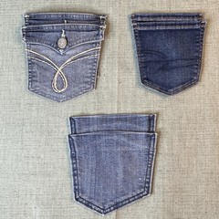 10 Pair Mixed Sizes Denim Jean Back Pockets for Crafts Sew Quilting